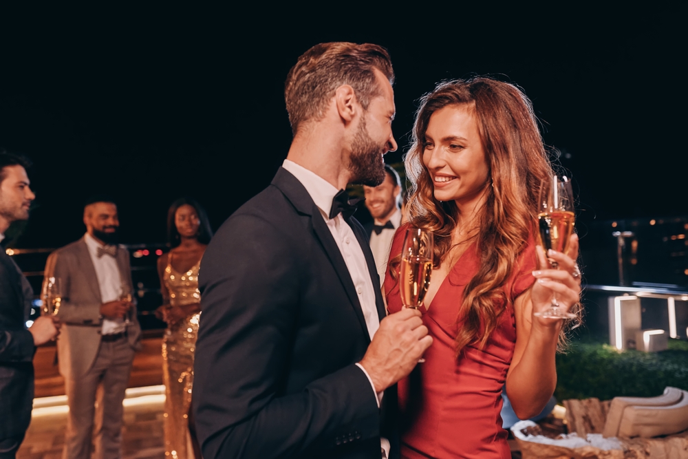 Beautiful young couple having fun at a speed dating event