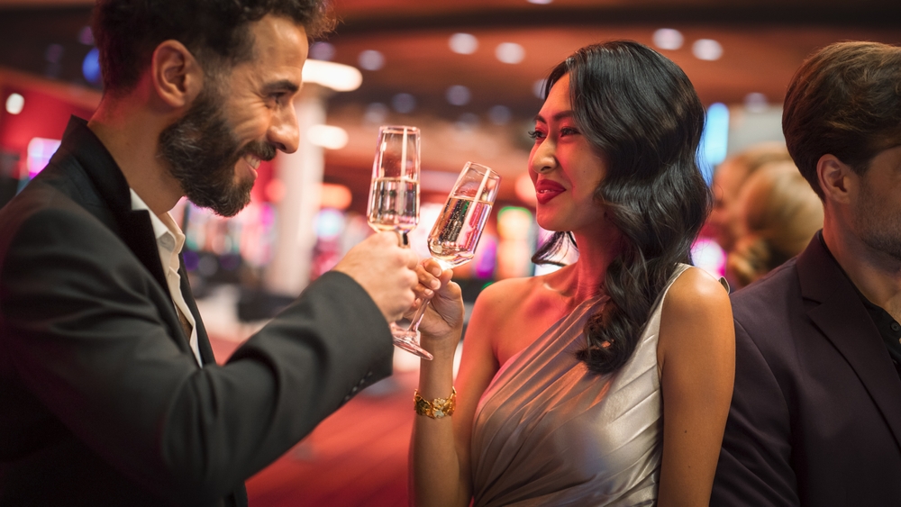 Couple having fun at a speed dating event in London